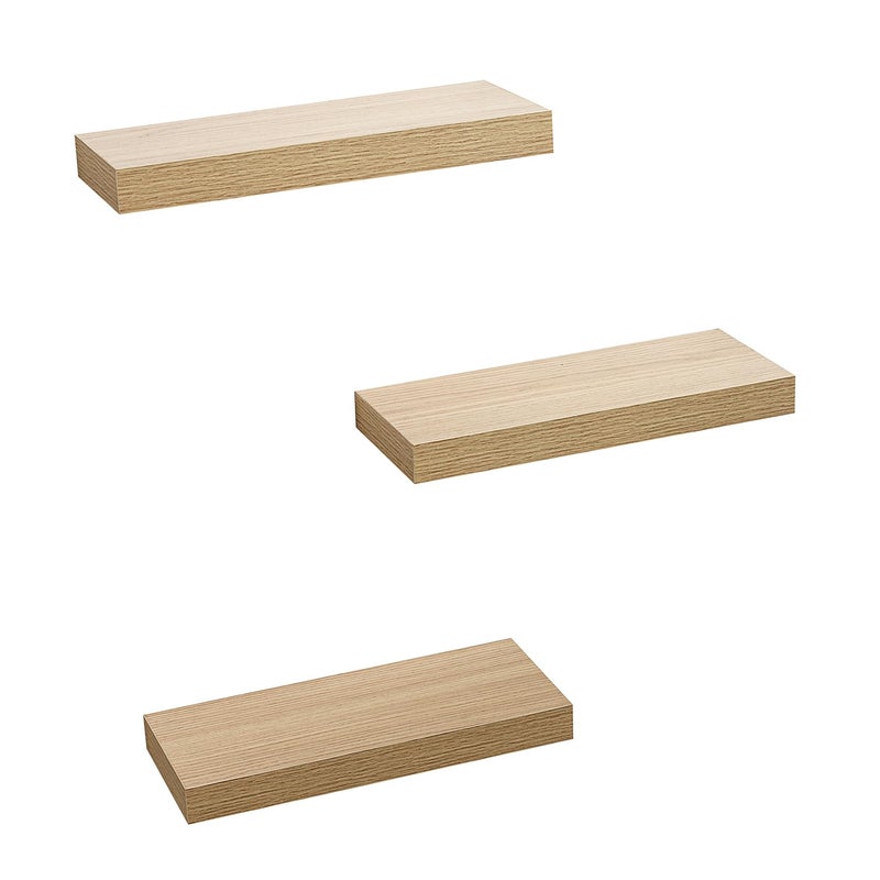 AH-DECOR AHDECOR Floating Shelves, Wall Mounted Set of 3 Rustic Wooden Ledge Shelves Decorative for Bedroom, Office, Kitchen, Living Room - Sleek Design, Sturdy and Easy to Install - Image 1